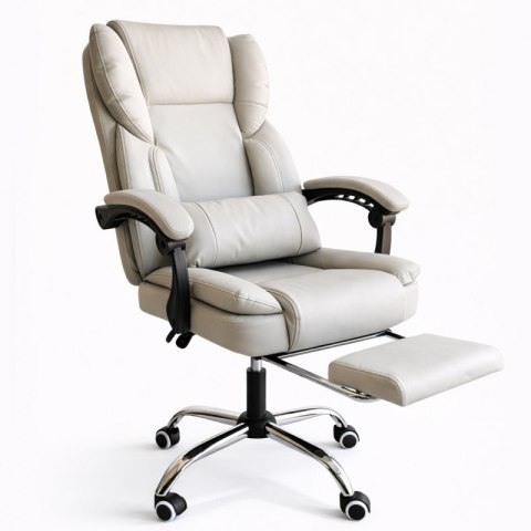 Fotel biurowy obrotowy SKYLINE z podnóżkiem - kremowa ekoskóra KO51K