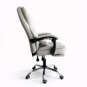 Fotel biurowy obrotowy SKYLINE z podnóżkiem - kremowa ekoskóra KO51K