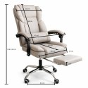 Fotel biurowy obrotowy SKYLINE z podnóżkiem - kremowa ekoskóra KO51K