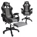 Fotel gamingowy obrotowy STRIKE z podnóżkiem i poduszkami, szary KO40SZ