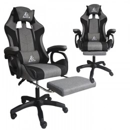 Fotel gamingowy obrotowy STRIKE z podnóżkiem i poduszkami, szary KO40SZ