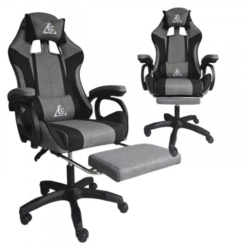 Fotel gamingowy obrotowy STRIKE z podnóżkiem i poduszkami, szary KO40SZ