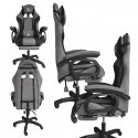 Fotel gamingowy obrotowy STRIKE z podnóżkiem i poduszkami, szary KO40SZ