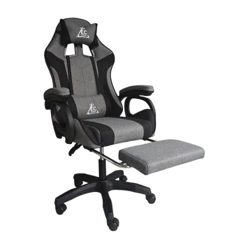 Fotel gamingowy obrotowy STRIKE z podnóżkiem i poduszkami, szary KO40SZ