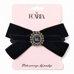 Gumka do włosów frotka, welurowa KOKARDA czarna z cyrkoniami GUM188