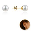 Kolczyki ze stali szlachetnej platerowane 14k złotem, sztyft, perła KST3420