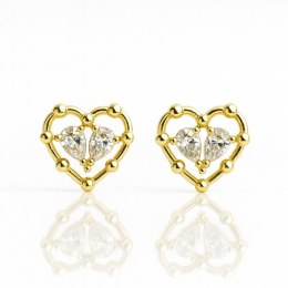 Kolczyki ze stali szlachetnej pozłacane 14k złotem Serca KST3532