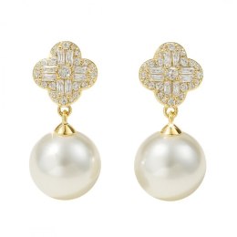 Kolczyki ze stali szlachetnej pozłacane 14k złotem, Wiszące Perły KST3512