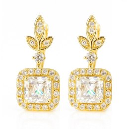 Kolczyki ze stali szlachetnej pozłacane 14k złotem, cyrkonie KST3492