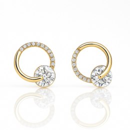 Kolczyki ze stali szlachetnej pozłacane 14k złotem, cyrkonie, kółka sztyft KST3471