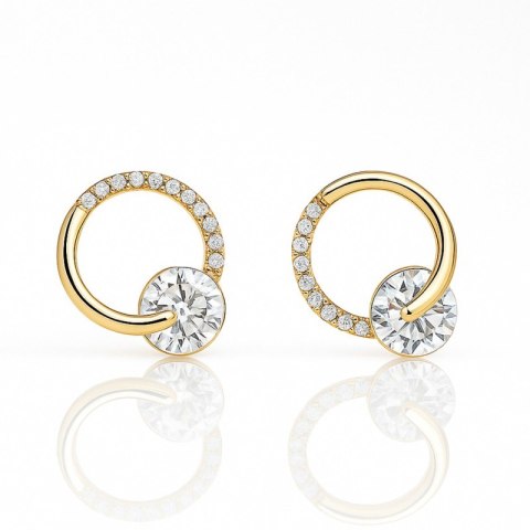 Kolczyki ze stali szlachetnej pozłacane 14k złotem, cyrkonie, kółka sztyft KST3471