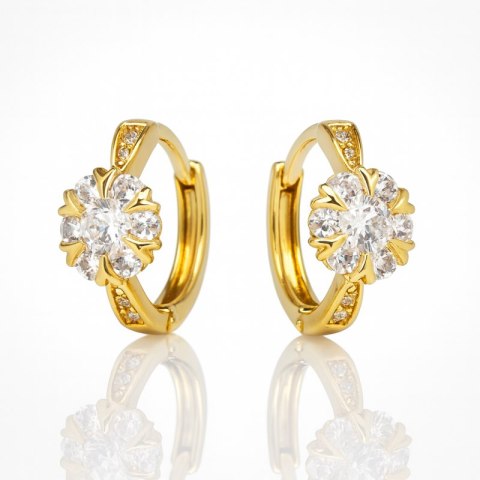 Kolczyki ze stali szlachetnej pozłacane 14k złotem, cyrkonie kwiatki KST3504