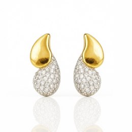 Kolczyki ze stali szlachetnej pozłacane 14k złotem, cyrkonie łezki KST3447