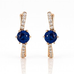 Kolczyki ze stali szlachetnej pozłacane 14k złotem, cyrkonie niebieskie KST3498