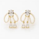 Kolczyki ze stali szlachetnej pozłacane 14k złotem, cyrkonie perły KST3474
