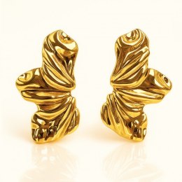 Kolczyki ze stali szlachetnej pozłacane 14k złotem, duże listki KST3477