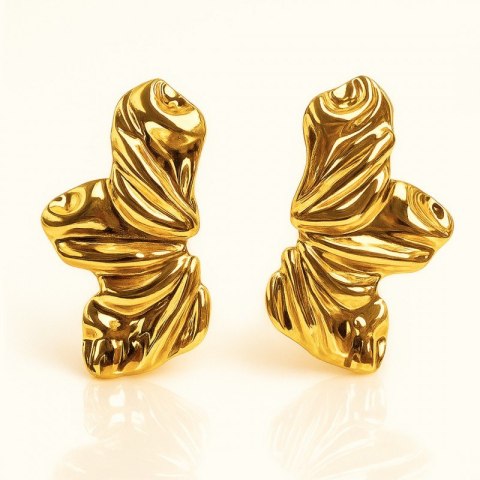 Kolczyki ze stali szlachetnej pozłacane 14k złotem, duże listki KST3477
