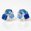 Kolczyki ze stali szlachetnej pozłacane 14k złotem, niebieskie cyrkonie KST3473