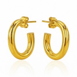 Kolczyki ze stali szlachetnej pozłacane 14k złotem, owalne KST3459