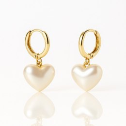 Kolczyki ze stali szlachetnej pozłacane 14k złotem, perły serca KST3475