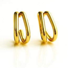 Kolczyki ze stali szlachetnej pozłacane 14k złotem, podwójny owal KST3458