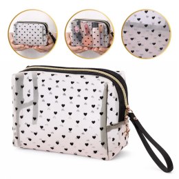 Kosmetyczka damska transparentna czarne serca 12x18x8cm KS126