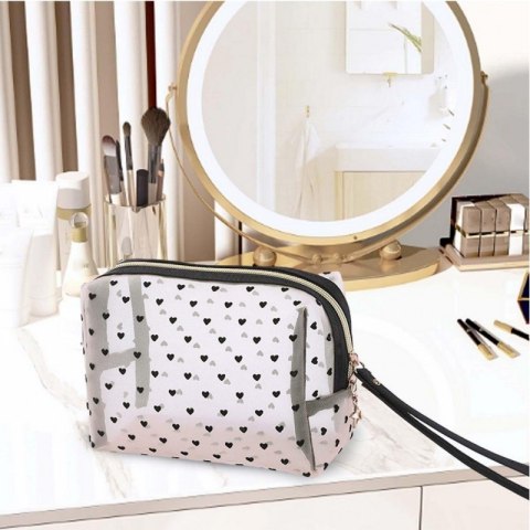 Kosmetyczka damska transparentna czarne serca 12x18x8cm KS126