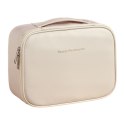 Kosmetyczka rozkładana elegancka kuferek etui z ekoskóry kremowa KS146K