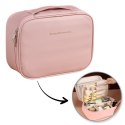 Kosmetyczka rozkładana elegancka kuferek etui z ekoskóry róż KS146R