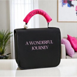 Kosmetyczka rozkładana elegancka kuferek etui z rączką czarna KS153CZ