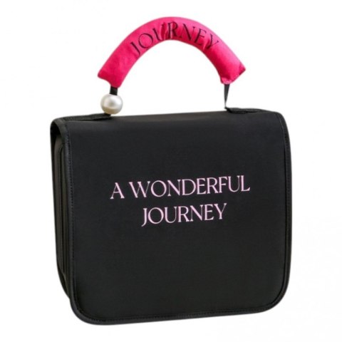 Kosmetyczka rozkładana elegancka kuferek etui z rączką czarna KS153CZ