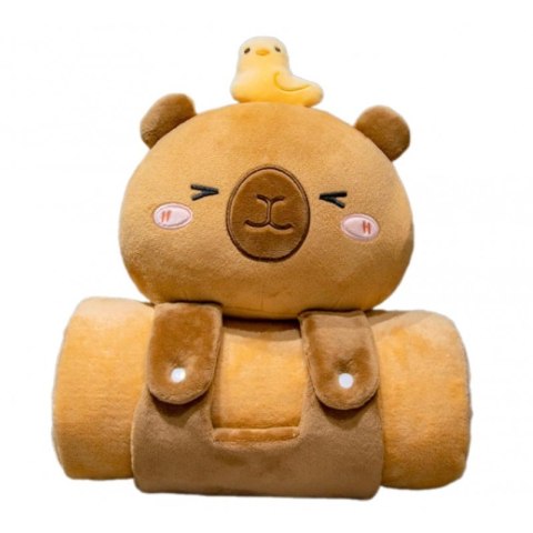 Mięciutki koc z poduszką KAPIBARA XL Flannel 100*170cm GRUBY MIĘKKI NARZUTA KOC19