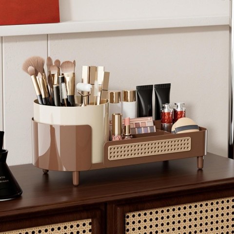Organizer na pędzle, kosmetyki, plecionka wiedeńska obrotowy 34,5x14x15 cm CB75BR