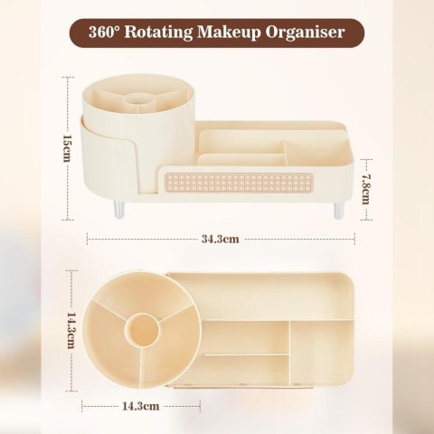 Organizer na pędzle, kosmetyki, plecionka wiedeńska obrotowy 34,5x14x15 cm CB75BR