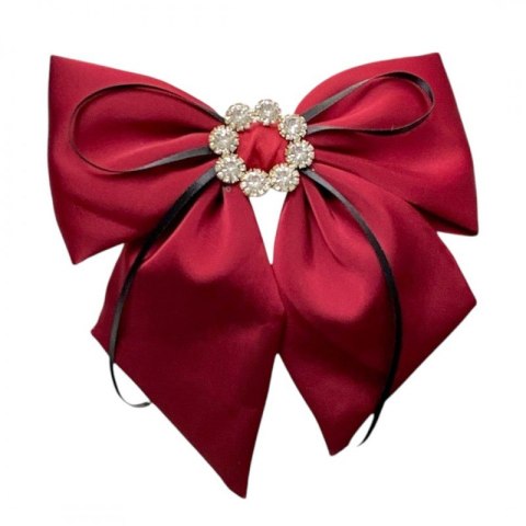 Spinka klamra do włosów Bordowa Kokarda z diamencikami XL SP441BOR