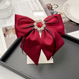 Spinka klamra do włosów Bordowa Kokarda z diamencikami XL SP441BOR