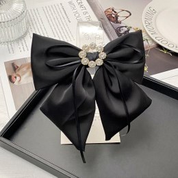 Spinka klamra do włosów Czarna Kokarda z diamencikami XL SP441CZ