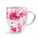 Szklanka termiczna z kwiatami w środku, gipsówka hortensje róż 300 ml 1szt SZK149