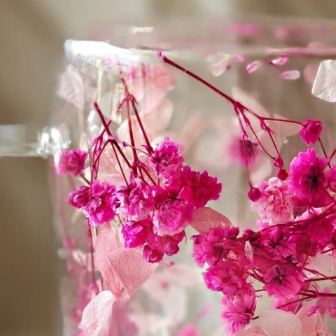 Szklanka termiczna z kwiatami w środku, gipsówka hortensje róż 300 ml 1szt SZK149