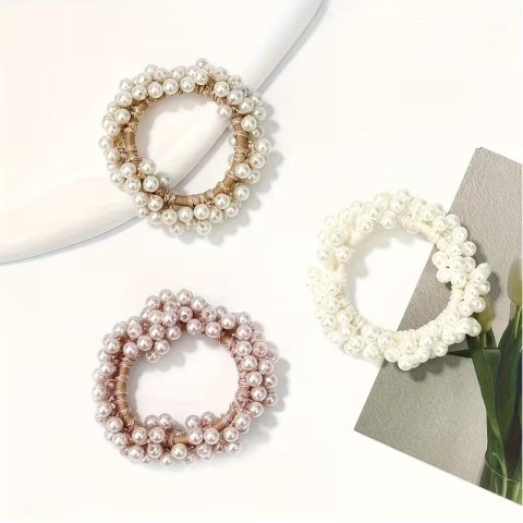 Zestaw frotek gumek 3w1 na plakietce, perełki GUM189