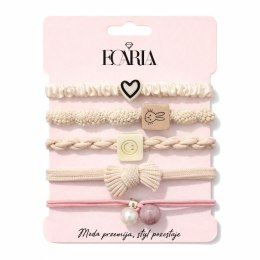 Zestaw frotek gumek 5w1 na plakietce SMILE, serce beż GUM193