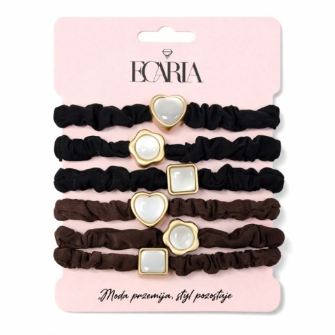 Zestaw frotek gumek 6w1 na plakietce, czarne i brązowe z masa perłową GUM187