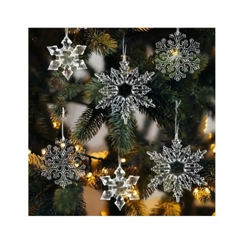 Zestaw zawieszek płatki śniegu transparentne śnieżynki 12szt. w opakowaniu BSN69