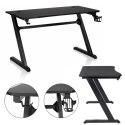 Biurko gamingowe, komputerowe z uchwytami na słuchawki, wodę 120 x 60 x 75 cm czarne STL25CZ