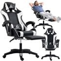Fotel gamingowy obrotowy z podnóżkiem EC GAMING masażer KO24B