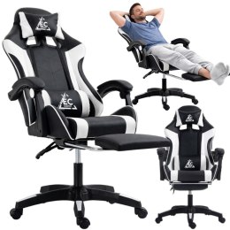 Fotel gamingowy obrotowy z podnóżkiem EC GAMING masażer KO24B