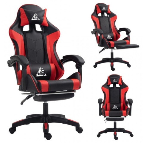 Fotel gamingowy obrotowy z podnóżkiem EC GAMING masażer KO24CZE