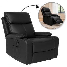 Fotel, sofa rozkładana jednoosobowa VERO z uchwytem na napój, ekoskóra czarna SOF01CZ