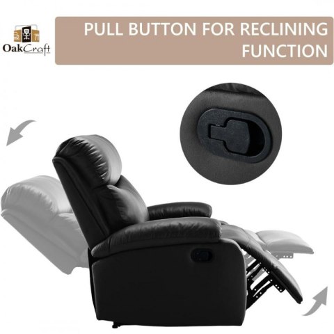 Fotel, sofa rozkładana jednoosobowa VERO z uchwytem na napój, ekoskóra czarna SOF01CZ