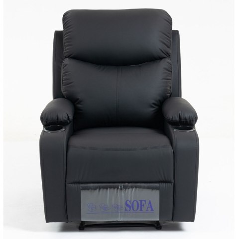 Fotel, sofa rozkładana jednoosobowa VERO z uchwytem na napój, ekoskóra czarna SOF01CZ